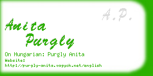 anita purgly business card